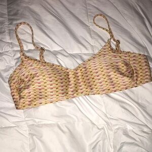 Kona Sol Womens Lurex Ribbed Texture Bikini Swim Top Multicolor Size XL